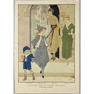 Fashion Illustration "Vacation Time Has Passed" Print Ad McCall's Magazine 1917